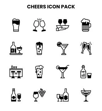 Cheers DuoTone Set Icons Pack Stock Illustration