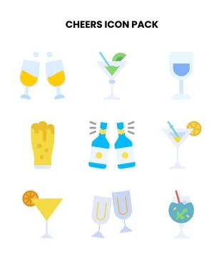 Cheers Flat Bundle Icons Pack Stock Illustration
