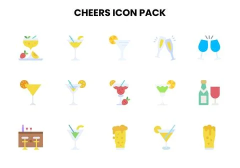 Cheers Flat Icons Pack Stock Illustration