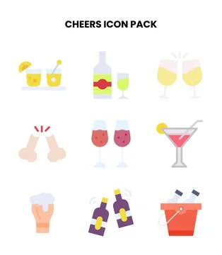 Cheers Flat Set Icons Pack Stock Illustration