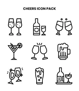 Cheers Line UI Icons Pack Stock Illustration