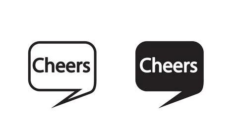 Cheers speech bubble icons black and white design elements vector illustration Stock Illustration