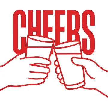Cheers Toast with Drinks Stock Illustration