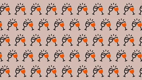 Cheers Toasting Glasses Pattern Animation Celebration. Stock Footage 325388708