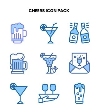Cheers Two Colour Graphics Icons Pack Illustrazione stock