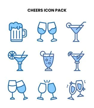 Cheers Two Colour Graphics Icons Pack Stock Illustration