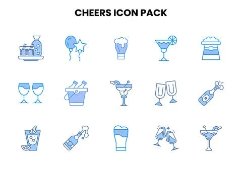 Cheers Two Colour Icons Pack Stock Illustration