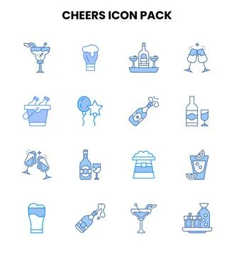 Cheers Two Colour Icons Pack Stock Illustration
