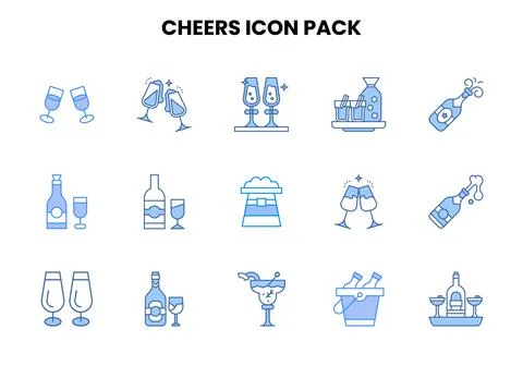 Cheers Two Colour Vector Icons Pack Stock Illustration