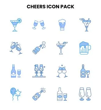Cheers Two Colour Vector Icons Pack Stock Illustration