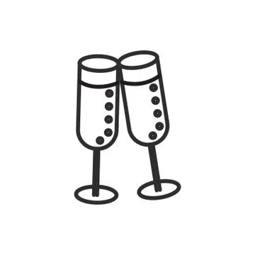 Cheers,wine glasses vector line icon, sign, illustration on white background, Stock Illustration