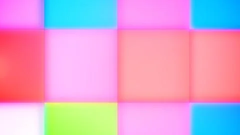 A cheery 3d rendering of green, blue, white, pink, and yellow led square butt Stock Illustration