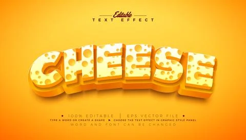 Cheese 3D Text Effect Design Editable and Scalable Vector Graphic Style Effec Illustrazione stock