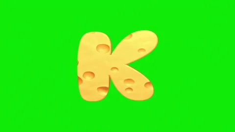 Cheese alphabet animation on a green screen background. Stock Footage 339323342