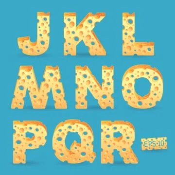 Cheese alphabet set. Vector illustration. More typeface style in my portfolio Stock Illustration