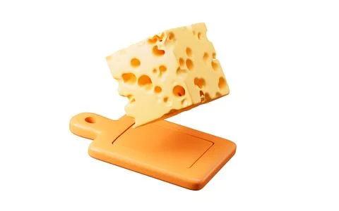 Cheese and chopping board on the white background, 3d rendering. 库存插图
