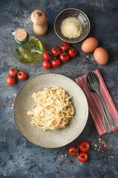 Cheese and Egg Pasta Stock Photos
