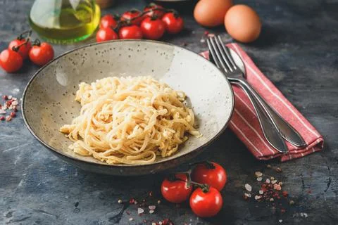 Cheese and Egg Pasta Stock Photos