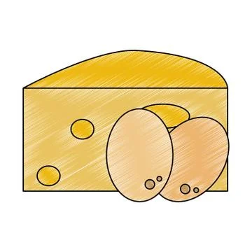 Cheese and eggs scribble Stock Illustration