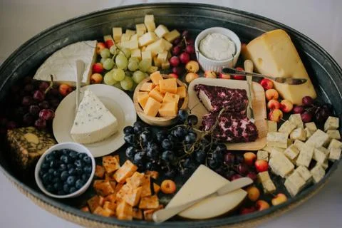 Cheese and Fruit Plate at wedding Stock Photos