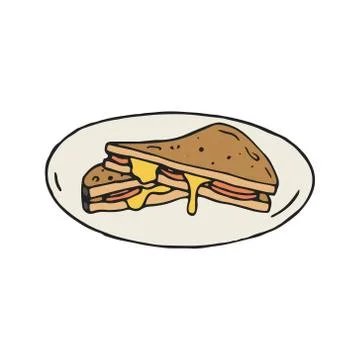 Cheese and ham sandwich vector illustration in Stock Illustration