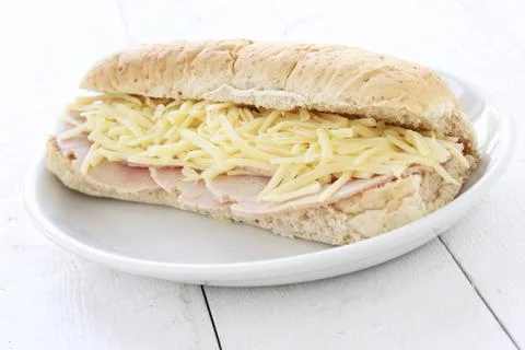 Cheese and ham sub Stock Photos