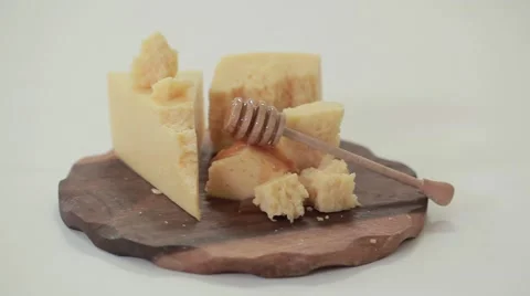 Cheese and honey Stock Footage 49159394