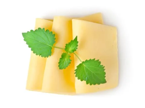 Cheese and mint isolated Stock Photos