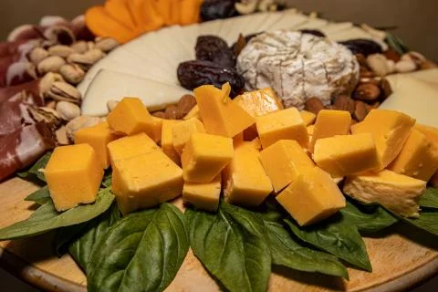 Cheese and nut platter Stock Photos