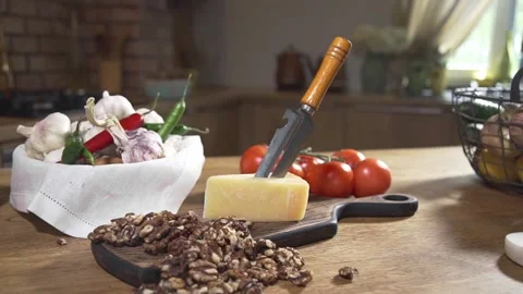 Cheese and nuts cooking Stock Footage 143592747