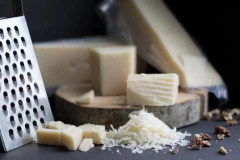 Cheese and nuts Stock Photos