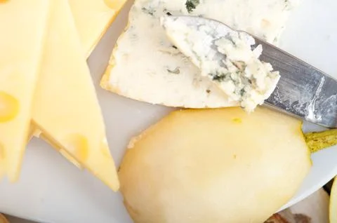 Cheese and pears Stock Photos