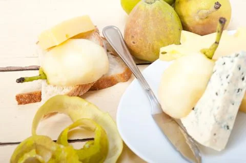 Cheese and pears Stock Photos
