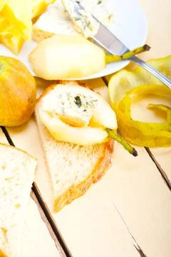 Cheese and pears Stock Photos