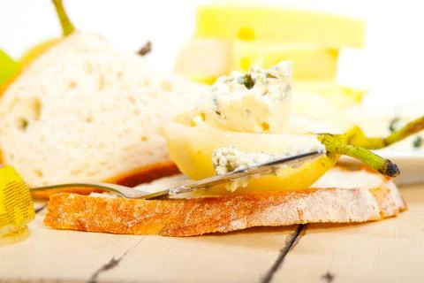 Cheese and pears Stock Photos