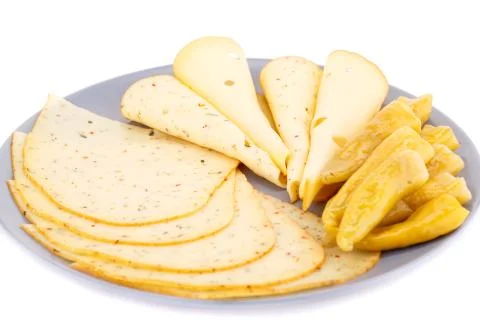 Cheese and pepper appetizer Stock Photos