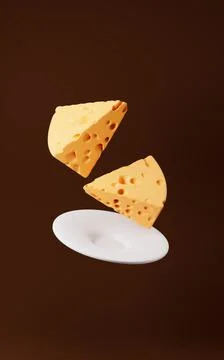 Cheese and small plate on the white background, 3d rendering. 库存插图