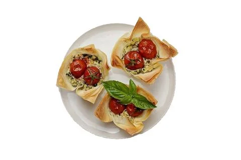 Cheese and spinach baskets - on a white background Stock Photos