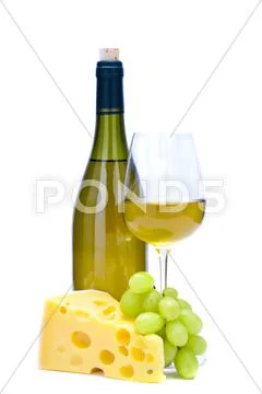 Cheese and white wine Stock Photos