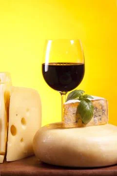 Cheese and wine composition Stock Photos