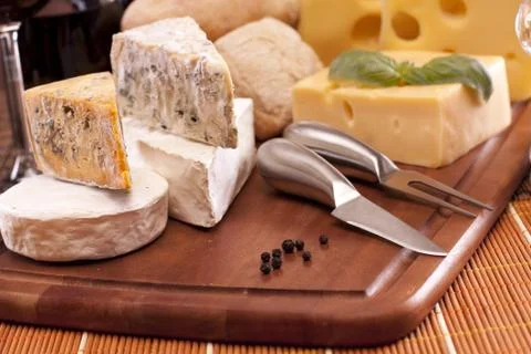 Cheese and wine composition Stock Photos