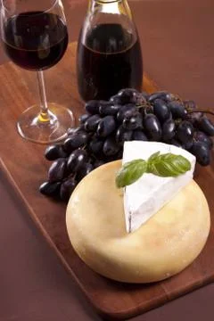 Cheese and wine composition Stock Photos
