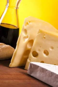 Cheese and wine composition Stock Photos