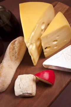 Cheese and wine composition Stock Photos