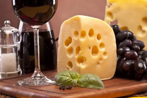 Cheese and wine composition Stock Photos