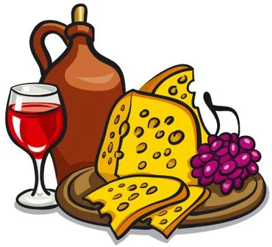 Cheese and wine Stock Illustration
