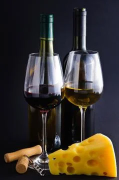 Cheese and wine Stock Photos
