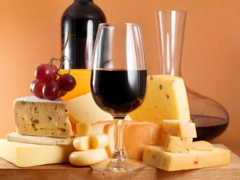 Cheese and Wine Stock Photos