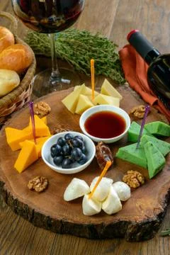 Cheese appetizer to wine Stock Photos