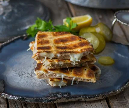 Cheese Arrayes served in dish side view on wooden table background 写真素材